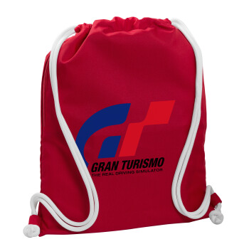 gran turismo, Backpack pouch GYMBAG Red, with pocket (40x48cm) & thick cords
