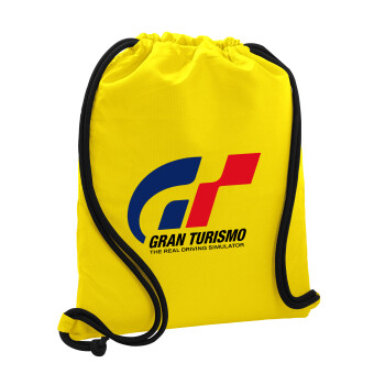 gran turismo, Backpack pouch GYMBAG Yellow, with pocket (40x48cm) & thick cords