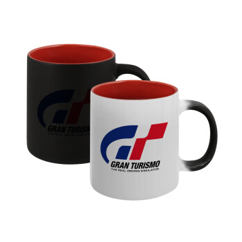 gran turismo, Κούπα Μαγική εσωτερικό κόκκινο, κεραμική, 330ml που αλλάζει χρώμα με το ζεστό ρόφημα