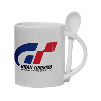 gran turismo, Ceramic coffee mug with Spoon, 330ml (1pcs)
