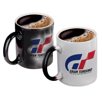gran turismo, Color changing magic Mug, ceramic, 330ml when adding hot liquid inside, the black colour desappears (1 pcs)