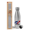 Easter Set, metallic Inox water bottle (750ml) & aromatic flat Easter candle (30cm) (GRAY)