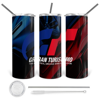 gran turismo, 360 Eco friendly stainless steel tumbler 600ml, with metal straw & cleaning brush