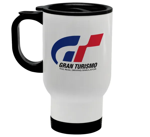 gran turismo — Stainless steel travel mug with lid, double wall white 450ml