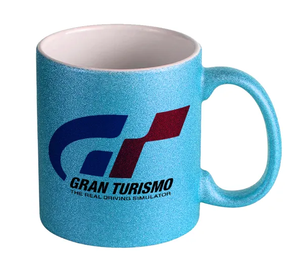 gran turismo — Light blue glitter mug that sparkles, ceramic, 330ml