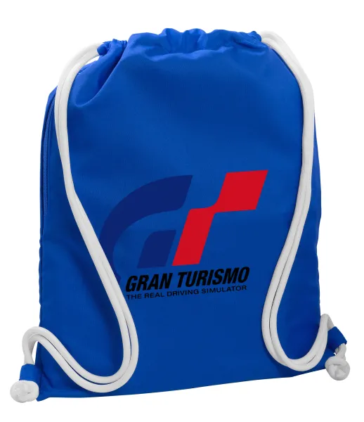 gran turismo — Backpack pouch GYMBAG Blue, with pocket (40x48cm) & thick cords