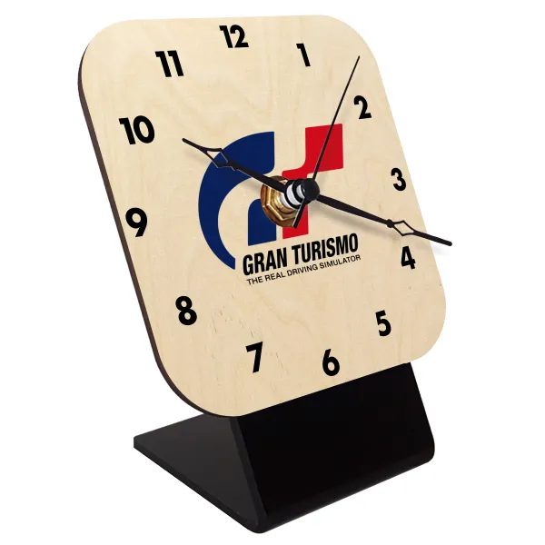 gran turismo — Επιτραπέζιο ρολόι σε φυσικό ξύλο (10cm)