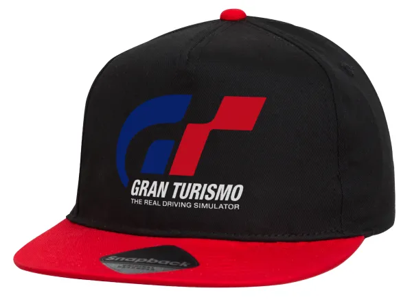 gran turismo — Children's Flat Snapback Hat, Black/Red (100% COTTON, CHILDREN'S, UNISEX, ONE SIZE)