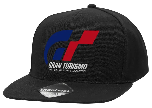 gran turismo — Adult Flat Snapback Hat Black, (100% COTTON TWILL, ADULT, UNISEX, ONE SIZE)