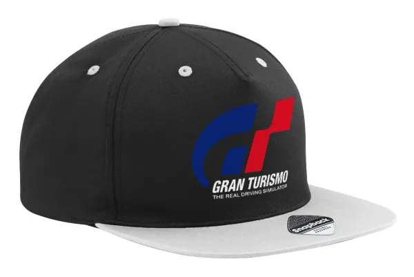 gran turismo — Adult Flat Snapback Hat Black/Grey, (100% COTTON TWILL, ADULT, UNISEX, ONE SIZE)
