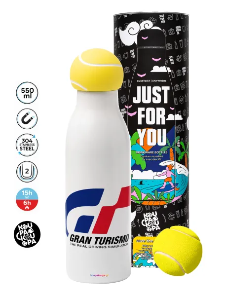 gran turismo — Tennis ball Metal mug thermos White, double wall, 550ml