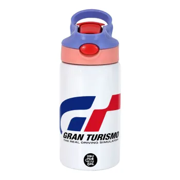 gran turismo, Παιδικό παγούρι θερμό, ανοξείδωτο, με καλαμάκι ασφαλείας, ροζ/μωβ (350ml)