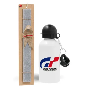 gran turismo, Easter Set, metallic aluminum water bottle (500ml) & aromatic flat Easter candle (30cm) (GRAY)