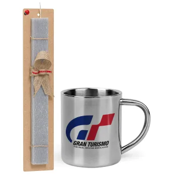 gran turismo, Easter Set, metallic thermal cup (300ml) & Easter aromatic flat candle (30cm) (GRAY)
