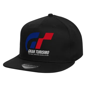 gran turismo, Καπέλο παιδικό Flat Snapback, Μαύρο (100% ΒΑΜΒΑΚΕΡΟ, ΠΑΙΔΙΚΟ, UNISEX, ONE SIZE)