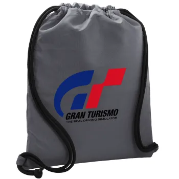 gran turismo, Τσάντα πλάτης πουγκί GYMBAG ΓΚΡΙ, με τσέπη (40x48cm) & χονδρά κορδόνια