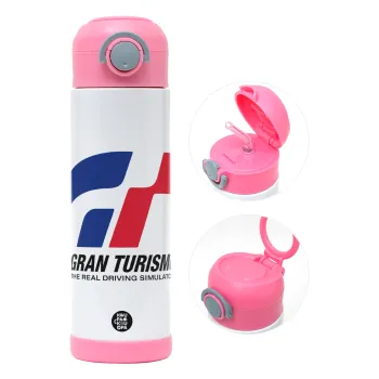 gran turismo, Children's hot water bottle, stainless steel, with safety straw, PINK (500ml)