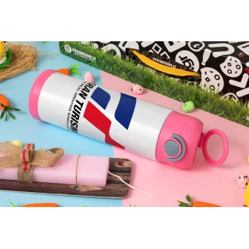 gran turismo, Easter candle, Childrens hot water bottle, stainless steel, with safety straw, PINK (500ml)