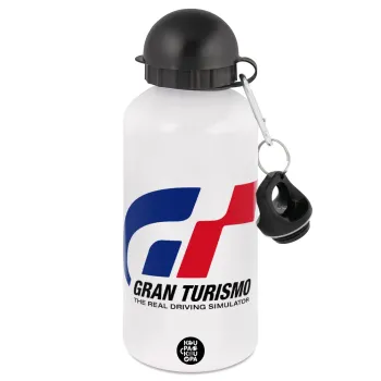 gran turismo, Metal water bottle, White, aluminum 500ml