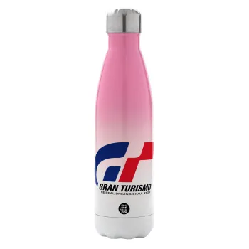 gran turismo, Metal mug thermos Pink/White (Stainless steel), double wall, 500ml
