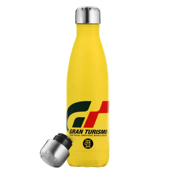 gran turismo, Μεταλλικό παγούρι θερμός Κίτρινος (Stainless steel), διπλού τοιχώματος, 500ml