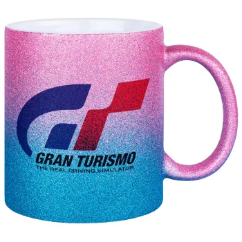 gran turismo, Κούπα Χρυσή/Μπλε Glitter, κεραμική, 330ml