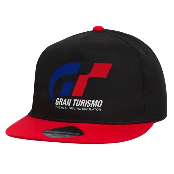 gran turismo, Καπέλο παιδικό Flat Snapback, Μαύρο/Κόκκινο (100% ΒΑΜΒΑΚΕΡΟ, ΠΑΙΔΙΚΟ, UNISEX, ONE SIZE)