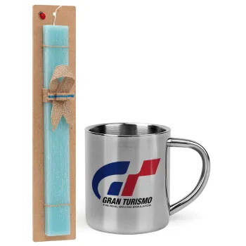 gran turismo, Πασχαλινή Λαμπάδα με μεταλλική κούπα θερμό (300ml) & κερί αρωματικό πλακέ (30cm) (ΤΙΡΚΟΥΑΖ)