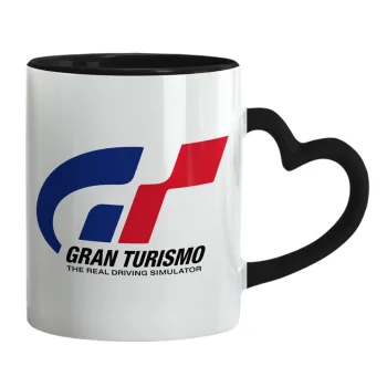 gran turismo, Κούπα καρδιά χερούλι μαύρη, κεραμική, 330ml