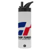 Metallic thermos bottle with straw & handle, stainless steel (Stainless steel 304), double-walled, 600ml.