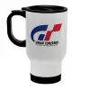 Κούπα ταξιδιού ανοξείδωτη με καπάκι, διπλού τοιχώματος (θερμό) λευκή 450ml