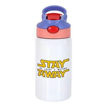 Stay Away, Children's hot water bottle, stainless steel, with safety straw, pink/purple (350ml)