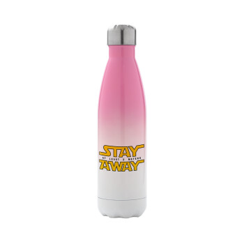 Stay Away, Metal mug thermos Pink/White (Stainless steel), double wall, 500ml