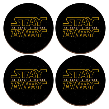 Stay Away, ΣΕΤ x4 Σουβέρ ξύλινα στρογγυλά plywood (9cm)