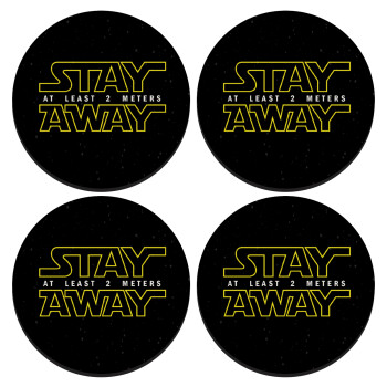 Stay Away, ΣΕΤ 4 Σουβέρ ξύλινα στρογγυλά (9cm)
