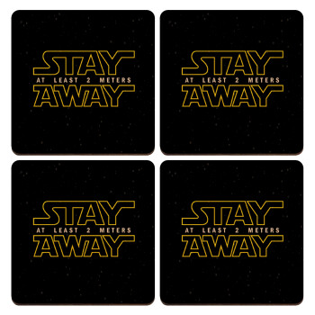 Stay Away, ΣΕΤ x4 Σουβέρ ξύλινα τετράγωνα plywood (9cm)