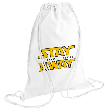 Stay Away, Backpack pouch GYMBAG white (28x40cm)