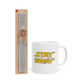 Stay Away, Easter Set, Ceramic Cup (330ml) & Easter aromatic flat candle (30cm) (GRAY)