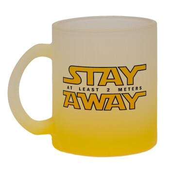 Stay Away, Κούπα γυάλινη δίχρωμη με βάση το κίτρινο ματ, 330ml