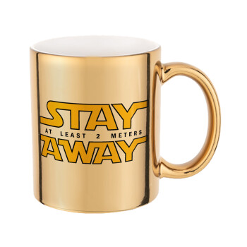 Stay Away, Mug ceramic, gold mirror, 330ml