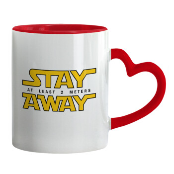 Stay Away, Mug heart red handle, ceramic, 330ml