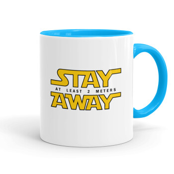 Stay Away, Mug colored light blue, ceramic, 330ml