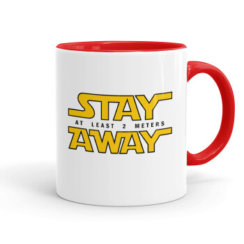 Stay Away, Mug colored red, ceramic, 330ml