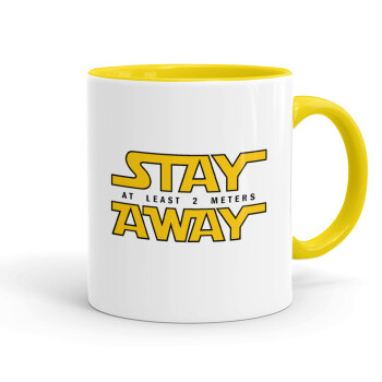 Stay Away, Κούπα χρωματιστή κίτρινη, κεραμική, 330ml