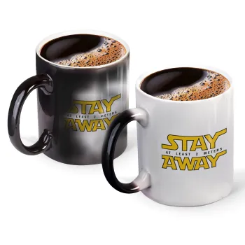 Stay Away, Color changing magic Mug, ceramic, 330ml when adding hot liquid inside, the black colour desappears (1 pcs)