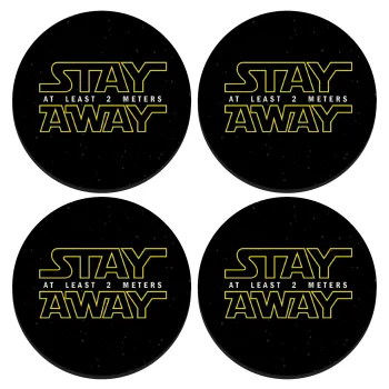 Stay Away, ΣΕΤ 4 Σουβέρ ξύλινα στρογγυλά (9cm)