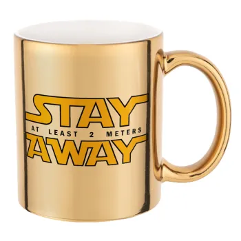 Stay Away, Mug ceramic, gold mirror, 330ml