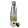 Metallic water bottle, stainless steel, 750ml