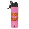 Metallic water bottle with safety lid, 850ml aluminum