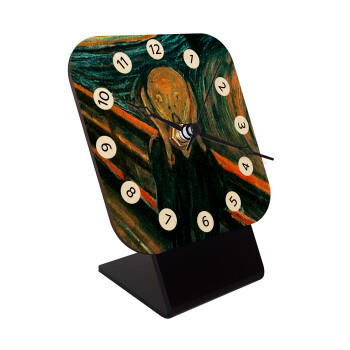The Scream, Quartz Table clock in natural wood (10cm)